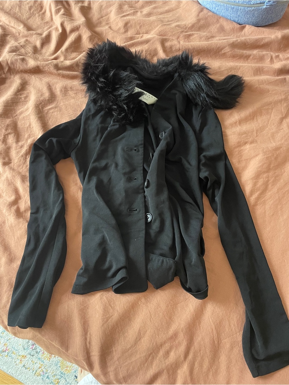 Max Studio Faux Fur Collar Cardigan